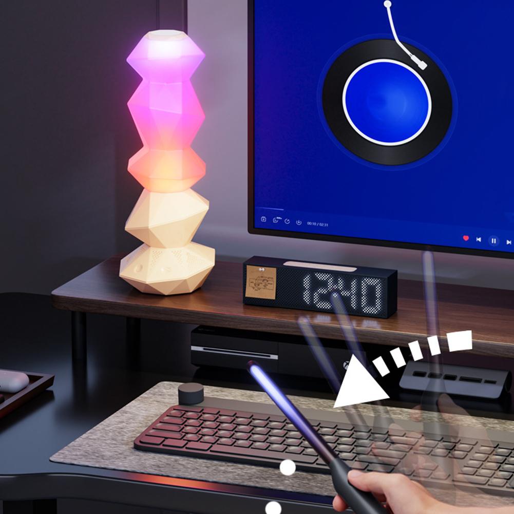Хрустальные Лампы Динамики Bluetooth Синхронизация Музыки 3D Штабелируемый Дизайн Светодиодная Подсветка С Управлением Волшебной Палочкой Для Домашнего Декора