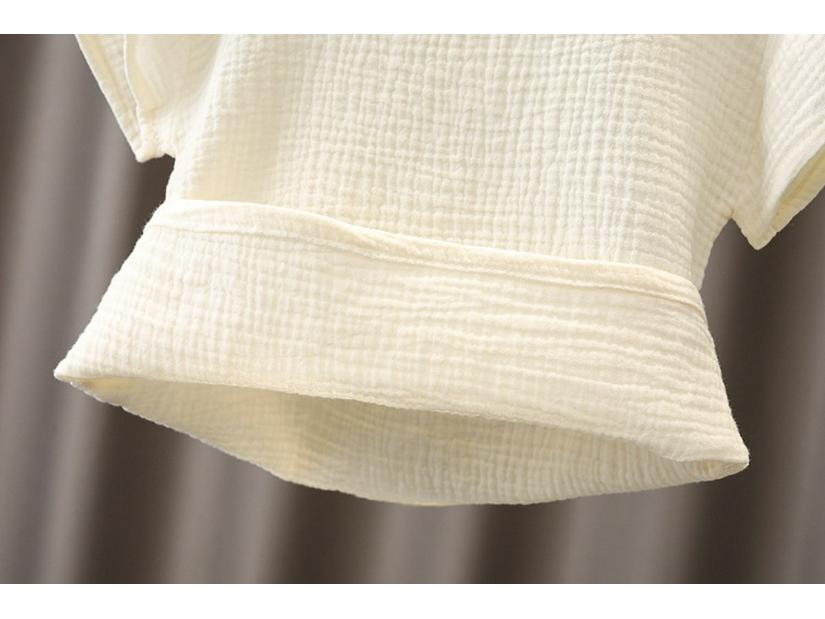 Летний детский хлопковый марлевый комплект из двух предметов с коротким рукавом: Легкий и дышащий для мальчиков и девочек