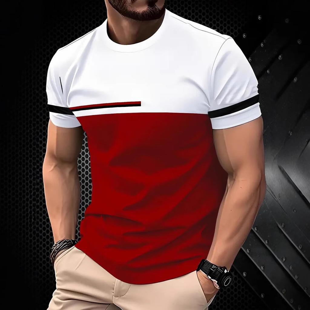 Men'S Fashion T-Shirts Short Sleeve 3D Printed Street Style T Shirt Summer Stripe Graphic Hip Hop Casual Tops