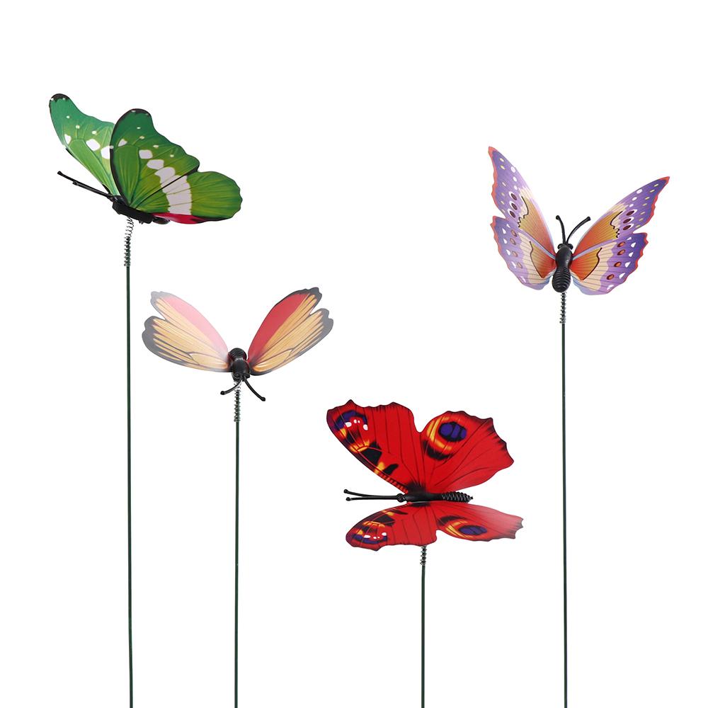Lawn Decor Yard Artificial Butterfly with Rods Simulation Color Fake Butterflies Garden Decoration