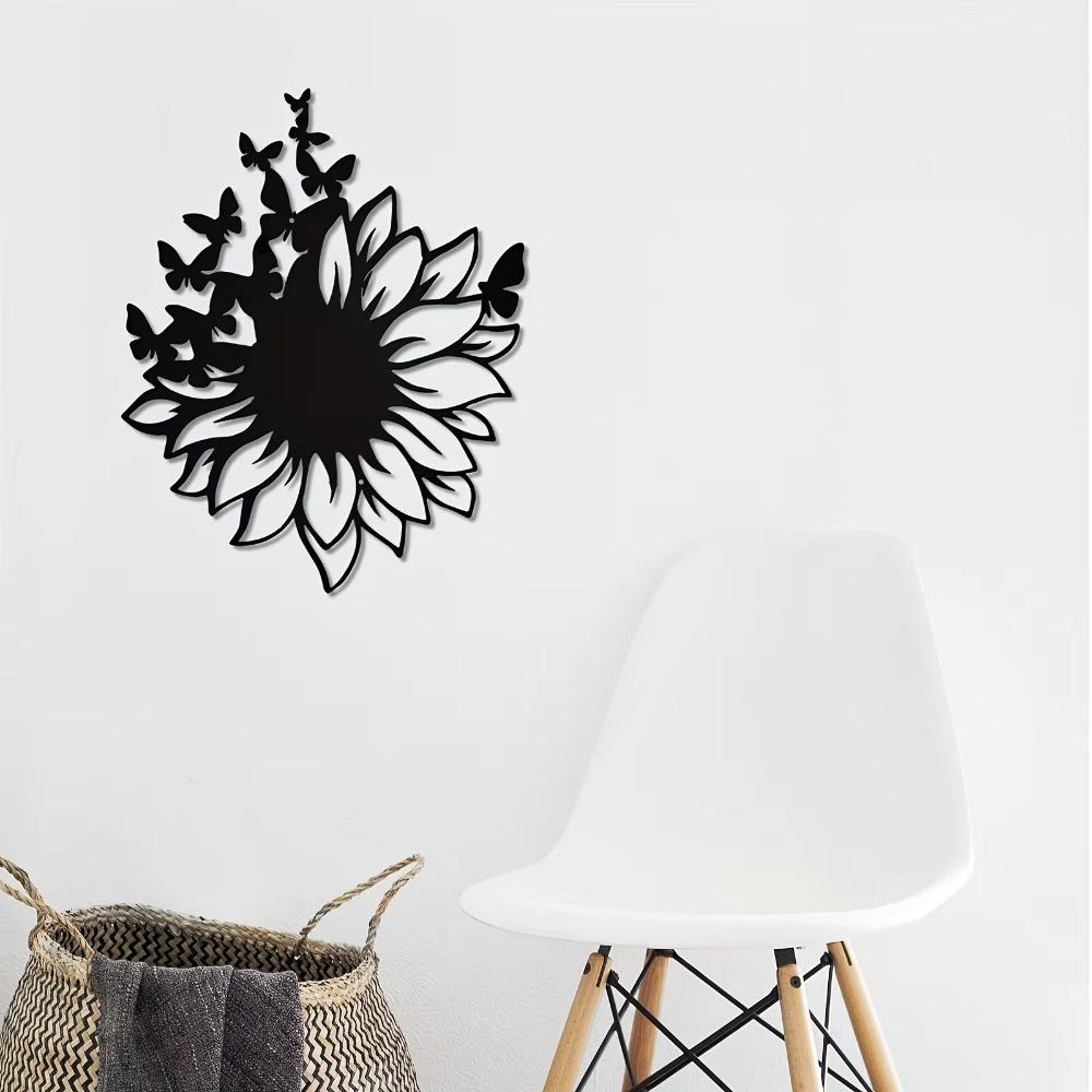 Sunflowers and Butterfly Metal Wall Art - Rust-Proof Wall Sculpture for Garden, Home, Farmhouse, Patio, and Bedroom Décor