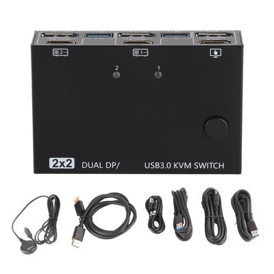 DP HD Мультимедийный KVM-переключатель 2 в 2 выхода с поддержкой 4K 60 Гц USB KVM-переключатель с двумя мониторами для 2 компьютеров