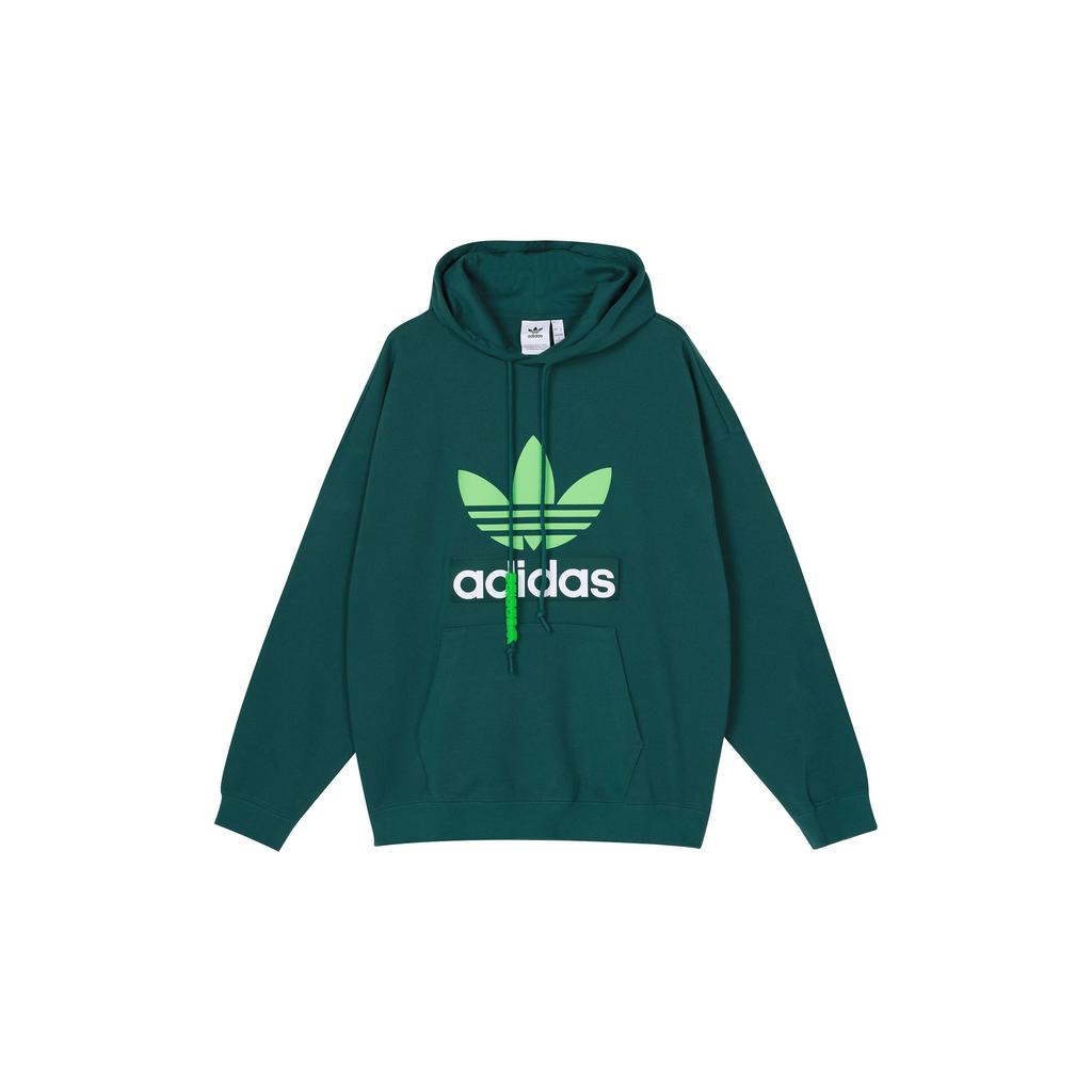Adidas Originals Big Trefoil Hoodie With Contrast Logo Men Hoodies Forest-Green H09351