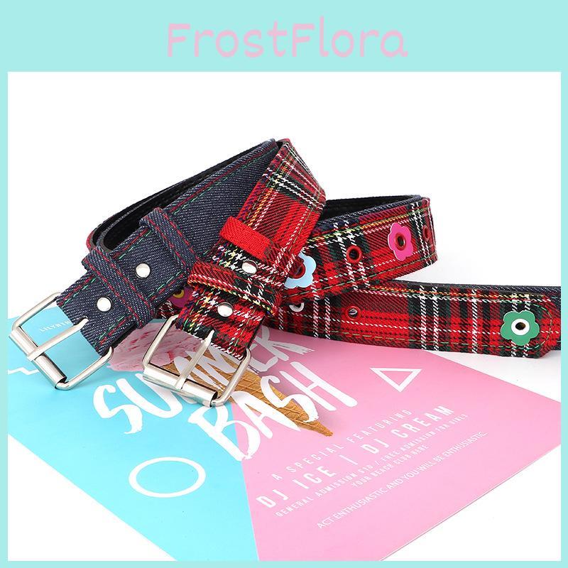 Fashion Ladies Flower Pattern Pu Leather Belt With Metal Buckle For Casual Jeans Wear