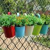 Metal Iron Hanging Flower Pot Container Home Balcony Garden Planter Barrel