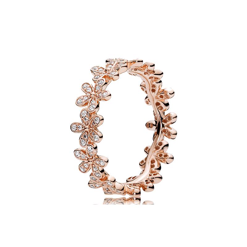 Горячая распродажа 925 пробы серебряное кольцо-бантик для женщин и девочек сверкающий цветок ромашки корона циркон свадебные украшения