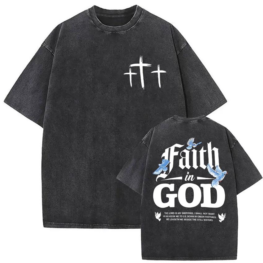 God Has A Plan Christian Bible Verse Vintage Washed T Shirts Mens Women Harajuku High Quality Oversized Tshirt Tops Fans Gift