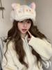 2025 новая милая плюшевая шапка-котенок женская сезонная плюшевая для тепла и от холода, показывающая лицо, с маленькими ушками, шапка-ушанка