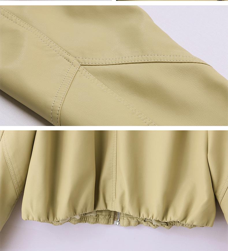 Женская модная куртка из ПУ кожи с лацканами - Коллекция Весна 2025, Короткое пальто