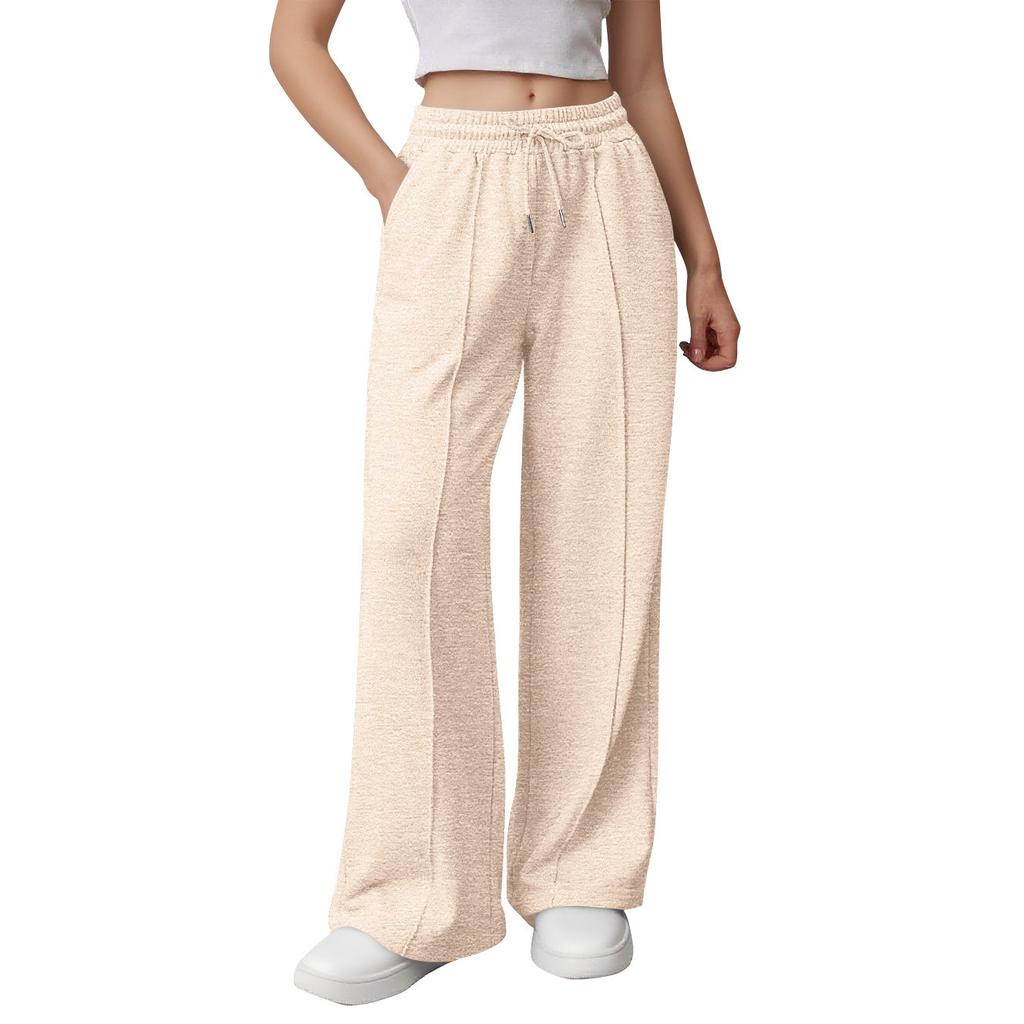 Женские спортивные брюки широкие штанины с высокой талией свободные на кулиске спортивные джоггеры