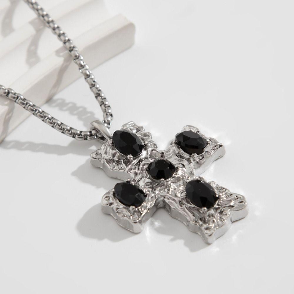 Silver Plated Men Necklace Alloy Link Chain Necklace New Cross Pendant Necklace  Jewelry