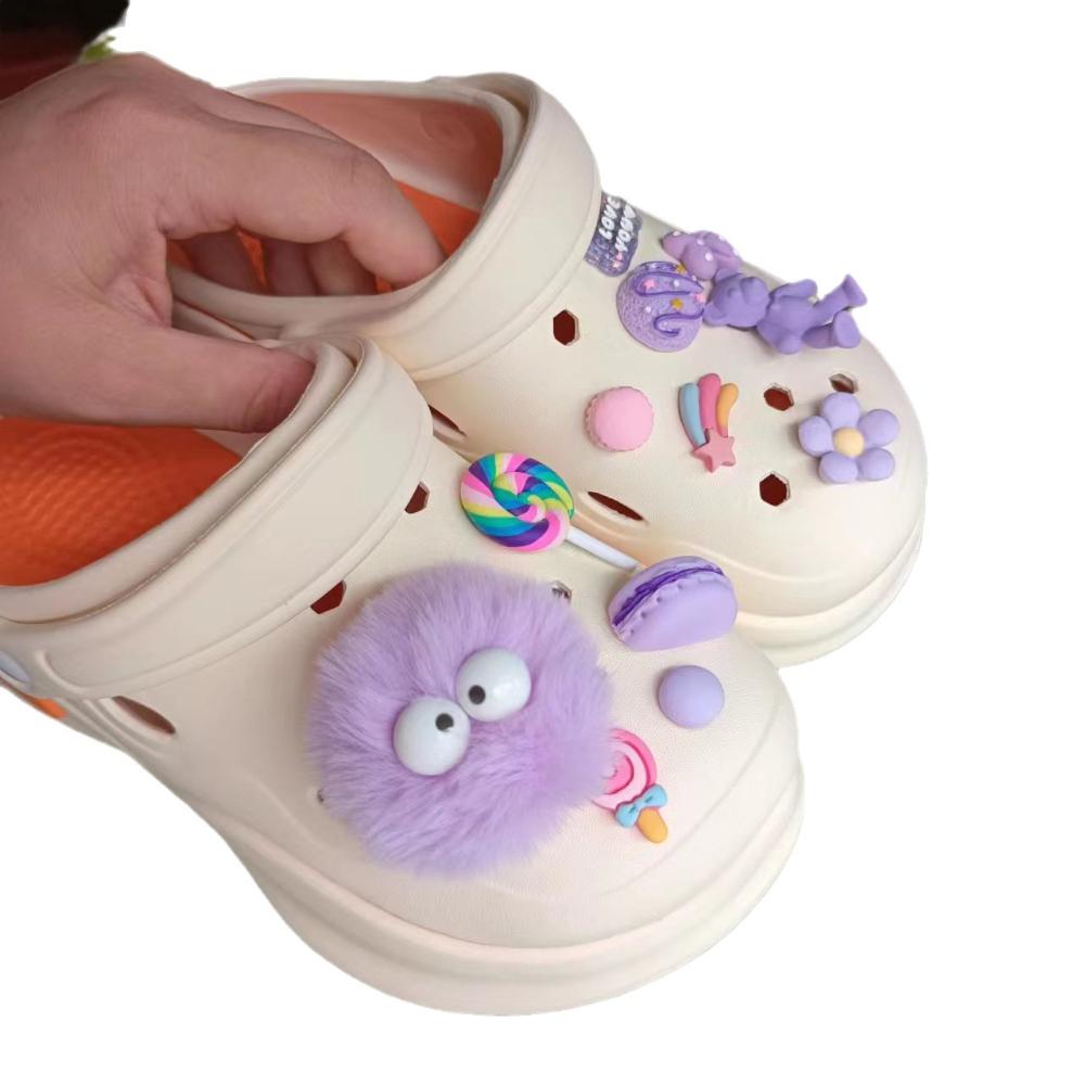 Shoe Charms DIY Purple Heart Plush Detachable Decoration Buckle Shoe Charm Accessories Kids Party Girls Gift