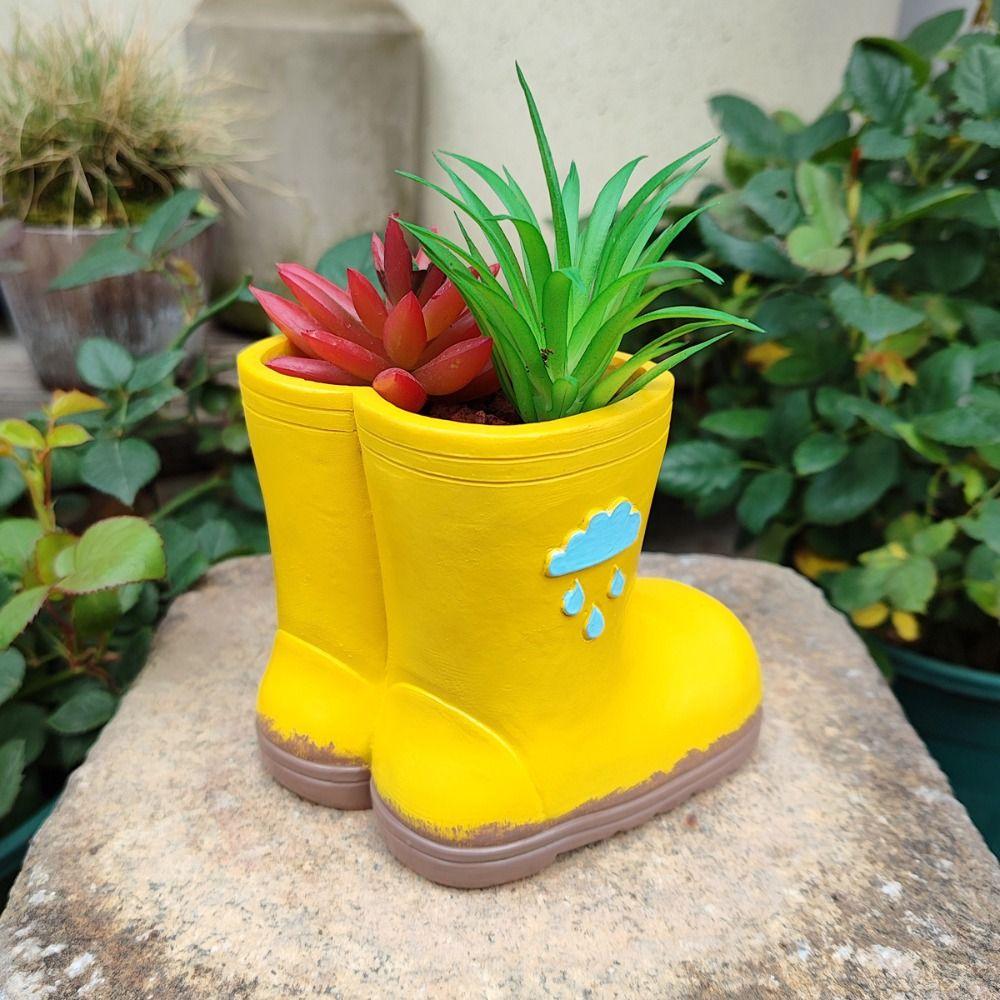 Funny Rain Boot Planter Decorative Hydroponic Flower Holder Flower Pot Landscaping Sculpture
