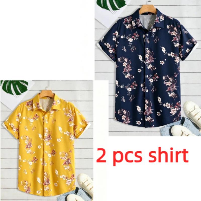 Multiple Colors Available Flower Printing Shirt Summer Hawaiian Beach Vacation Clothing Men's Fashion Street Style Shirt Daily Men's and Women's Shirt