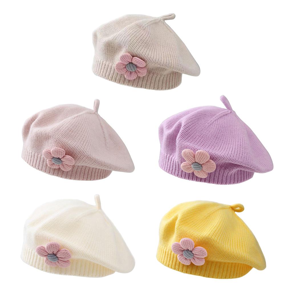 Winter Toddlers Beret Princess Girls Warm Hat Lovely Knitted Cap Windproof Beanie Baby Stylish Bonnet for Infant 6M-4T