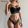 Top Sexy Bra Push Up Brassiere Bandage Black Women Underwear Set Lace