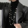 Elegant Double Layer Simulated Pearl Sweater Necklace For Women Female Collares Long Chain Necklace