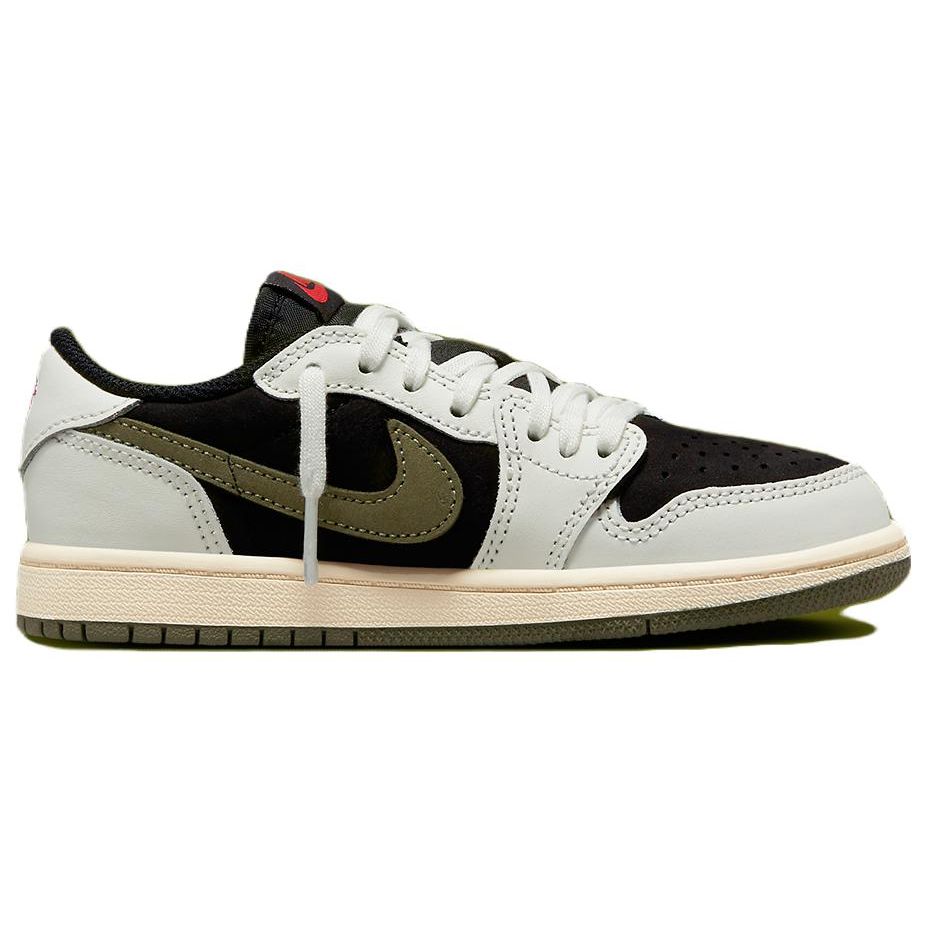 Travis Scott X Air Jordan 1 Retro Low OG SP PS Olive Kids Sneakers White Sail University-Red DZ5909-106