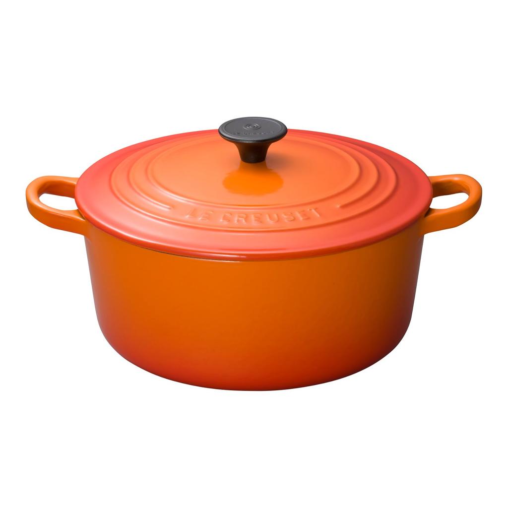 LE CREUSET Эмалированная чугунная кастрюля Cocotte Ronde 22 см Оранжевая Совместима с газовой плитой, индукционной плитой, духовкой