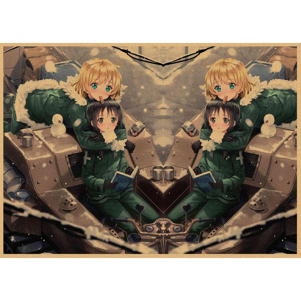 Retro Japanese Anime Girl Journey Poster - Kraft Paper Decorative Wall Art
