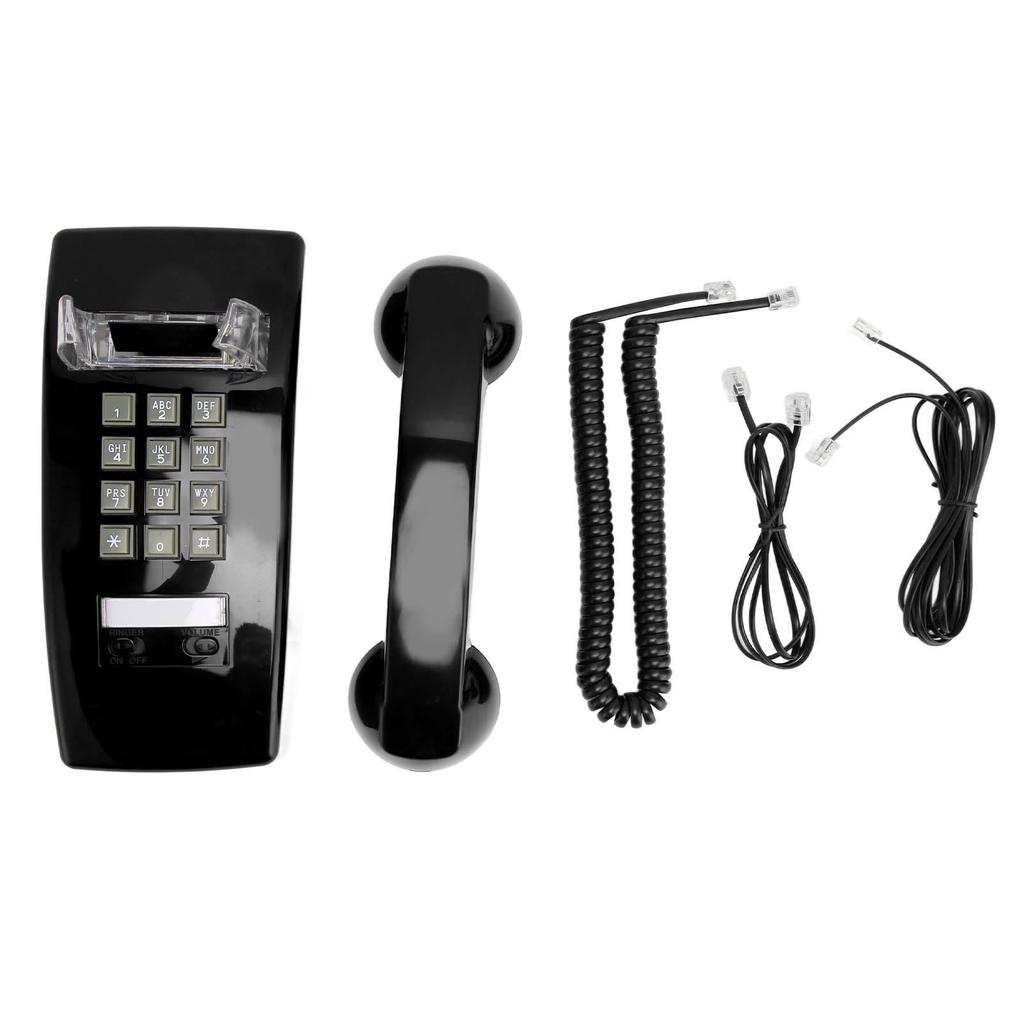 Retro Wall Mounted Telephone Classic Waterproof Corded Phone with Volume Control for Home Office Liv