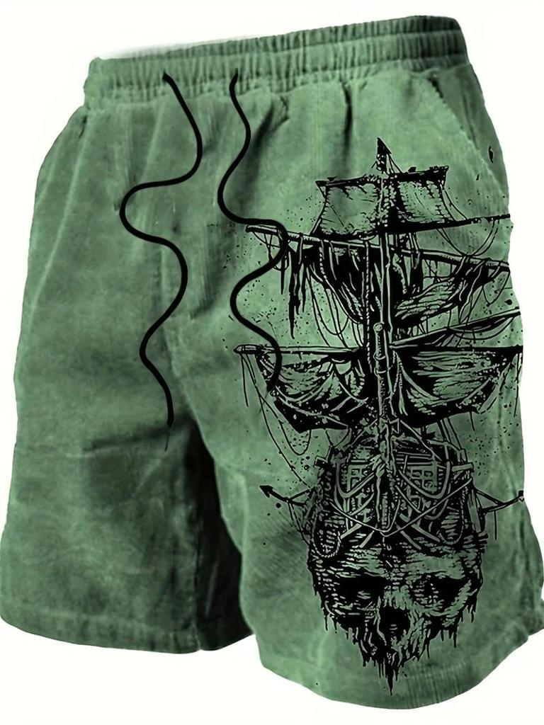 Boxing Shorts Pants 3D Print Training Retro Pirate Ship Ghost Skull Boat Unisex Men Women Quick Dry Fitness Gym Sport Workout Casual Streetwear