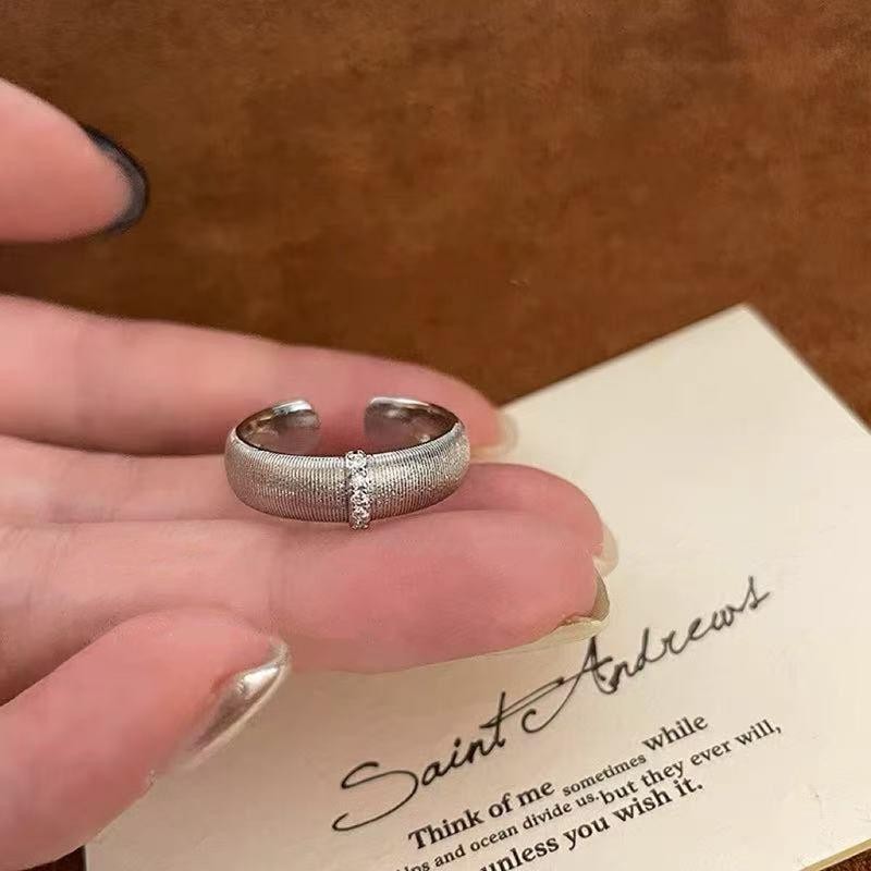 Korean Version Plain Ring Irregular 925 Sterling Silver Versatile Ring Women's Niche Ins Style Design Non-fading Combination Ring