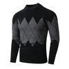 Winter Men's Thickened Casual Warm Knitted Sweater Semi-turtleneck Contrasting Sweater