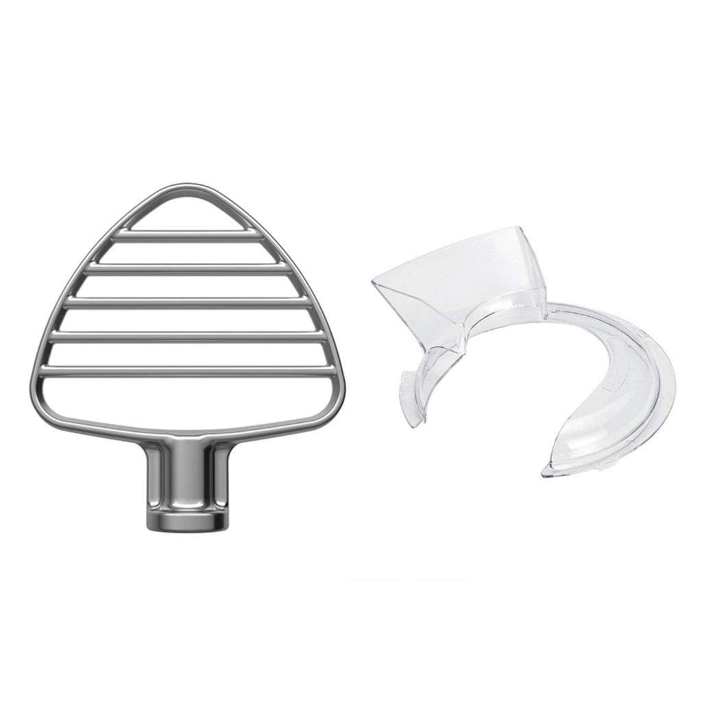 For KitchenAid 4.5-5QT Tilt Head Stand Mixer Pastry Beater & Secure Fit Pouring Shield Attachment Stainless Flat Beater