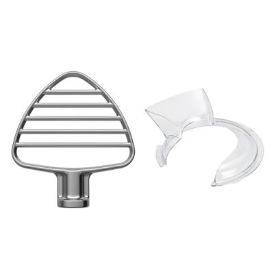 Для миксера KitchenAid 4.5-5QT с наклонной головкой, насадка для взбивания теста и защитный щиток для заливки, нержавеющая плоская насадка для взбивания