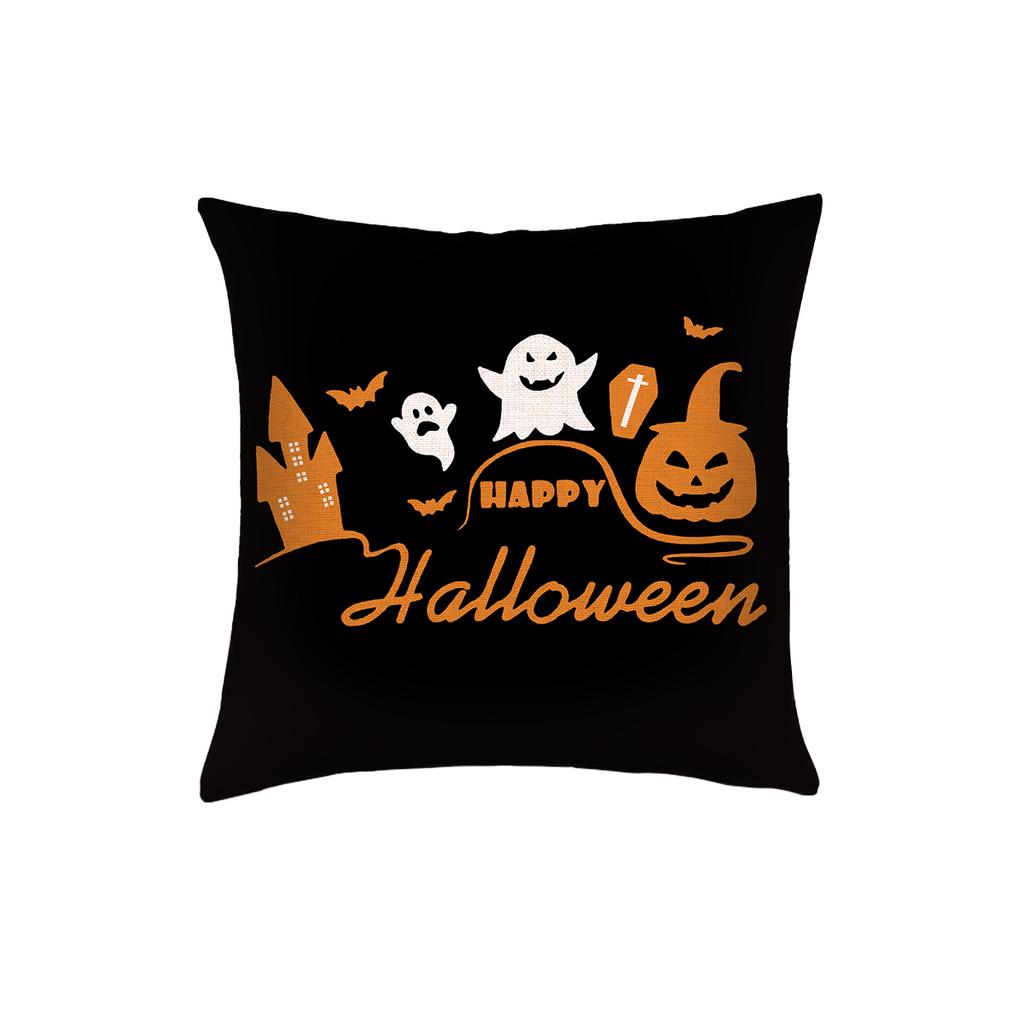 1pc Halloween Witch Ghost Bat Spider Web Decorative Pillowcase, Happy Halloween Linen Sofa Bed Cushion Cover Decoration