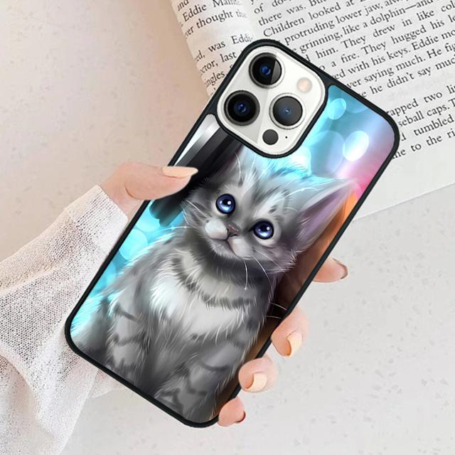 Милый Чехол-Животное Кошка Для iPhone 17 Air 15 16 Чехол 11 13 14 Pro Max 12 Plus Max Fundas