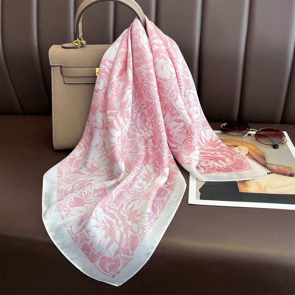 Silk Scarf for Women Fashion Simulated Silk Temperament Scarf Travel Vacation Spring Sunscreen Shawl Decorative Shawl External Scarf