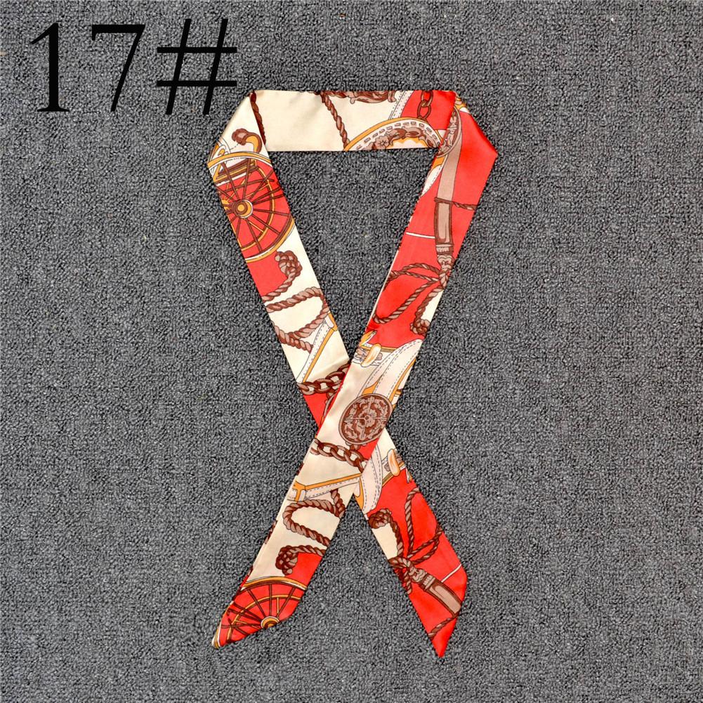 Fashion Color Printing Long Silk Scarf Women Ribbon Neckerchief Print 4cm Thin Narrow Scarves Bag Hair Band Ribbon Headscarve