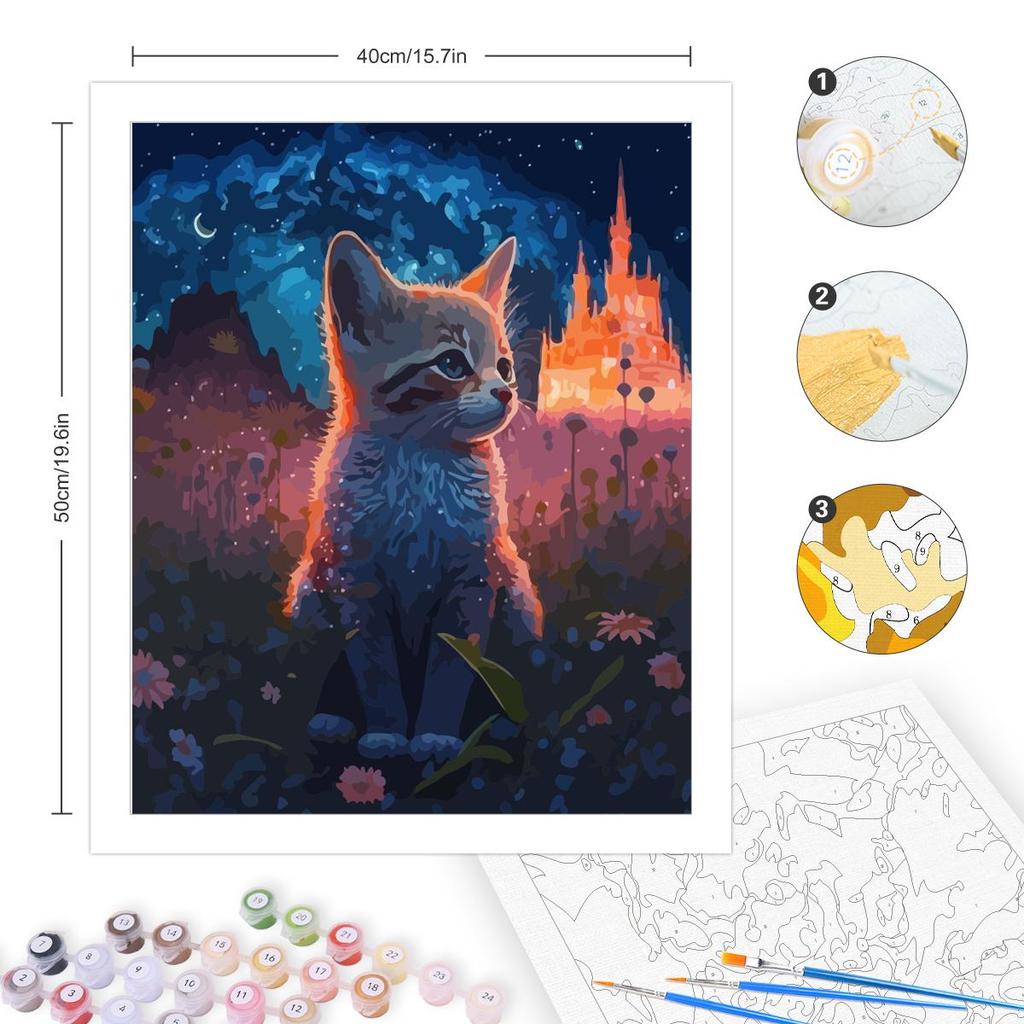 RUOPOTY Рамка для рисования по номерам, наборы для кошек, акриловая краска с цифрами, изображения животных, легкая краска на холсте для украшения дома