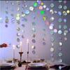 8Pcs Circle Dots Paper Garland Iridescent Silver Glitter Streamer Party Decoration Banner Backdrop Hanging for Birthday Wedding Baby Shower Engagement