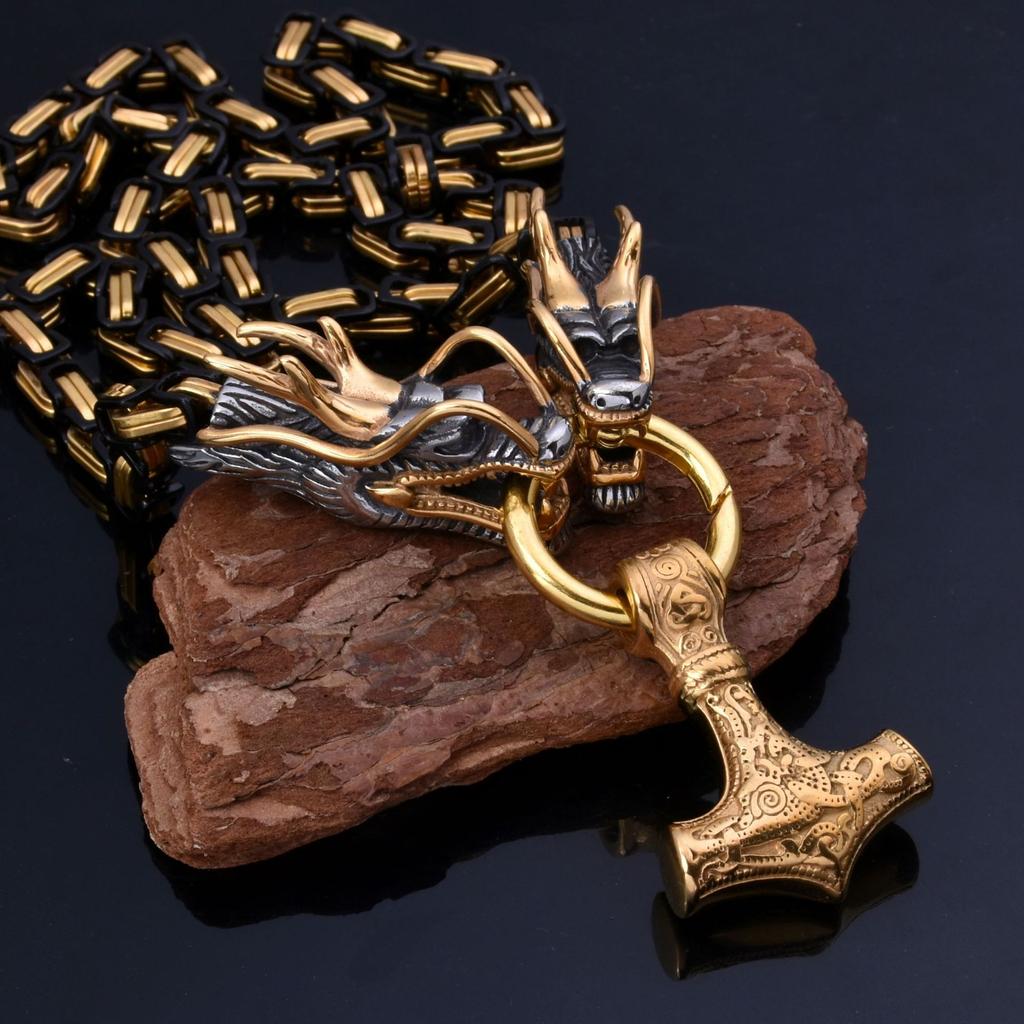 Men 'S Domineering Stainless Steel Faucet Necklace Viking Thor 'S Hammer Pendant Necklace
