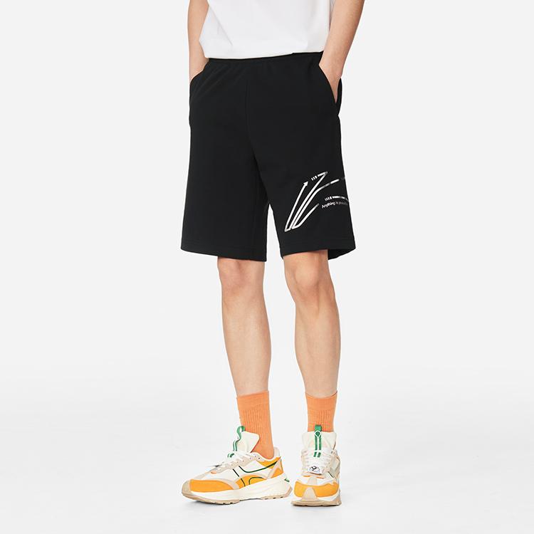 Подкладка с принтом логотипа и эластичной резинкой на талии, повседневные шорты, мужские брюки, черные AKSS981-1