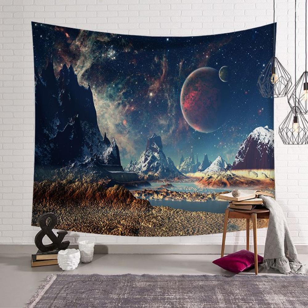 Cosmic Solar System Hanging Cloth Art Background Cloth Galaxy Space Planet Tapestry Science Fiction Planet Background Cloth