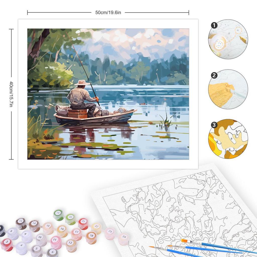 Рамка для рыбалки, картина по номерам для поделок, подарок для взрослых, наборы, пейзаж, современная настенная художественная картина по номеру для домашнего декора, 40x50 см