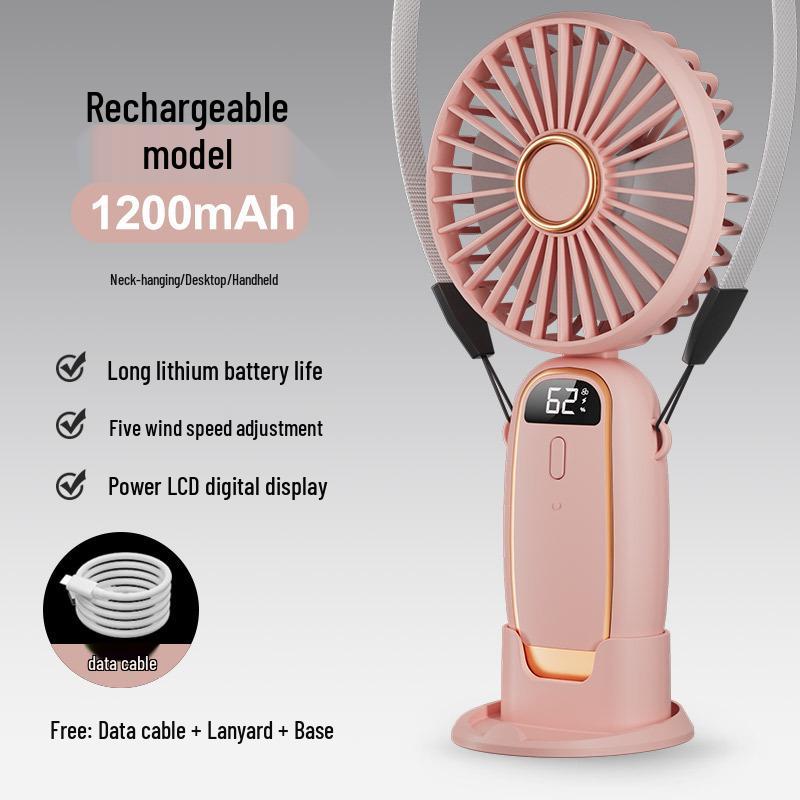 Compact USB Rechargeable Mini Fan with Digital Display