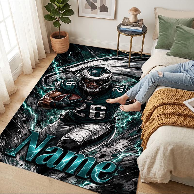 Custom Football Player Area Rug Living Room Nonslip Soft Carpet For Bedroom Game Playroom Sofa Office Home Decor Doormat Christmas Gift C10399