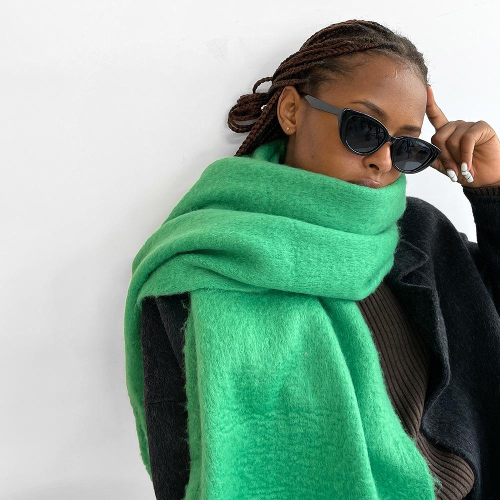 Light Blue Seahorse Hair Scarf Women's Winter Versatile High-end Sense Color Scarf European and American Multi-color Shawl