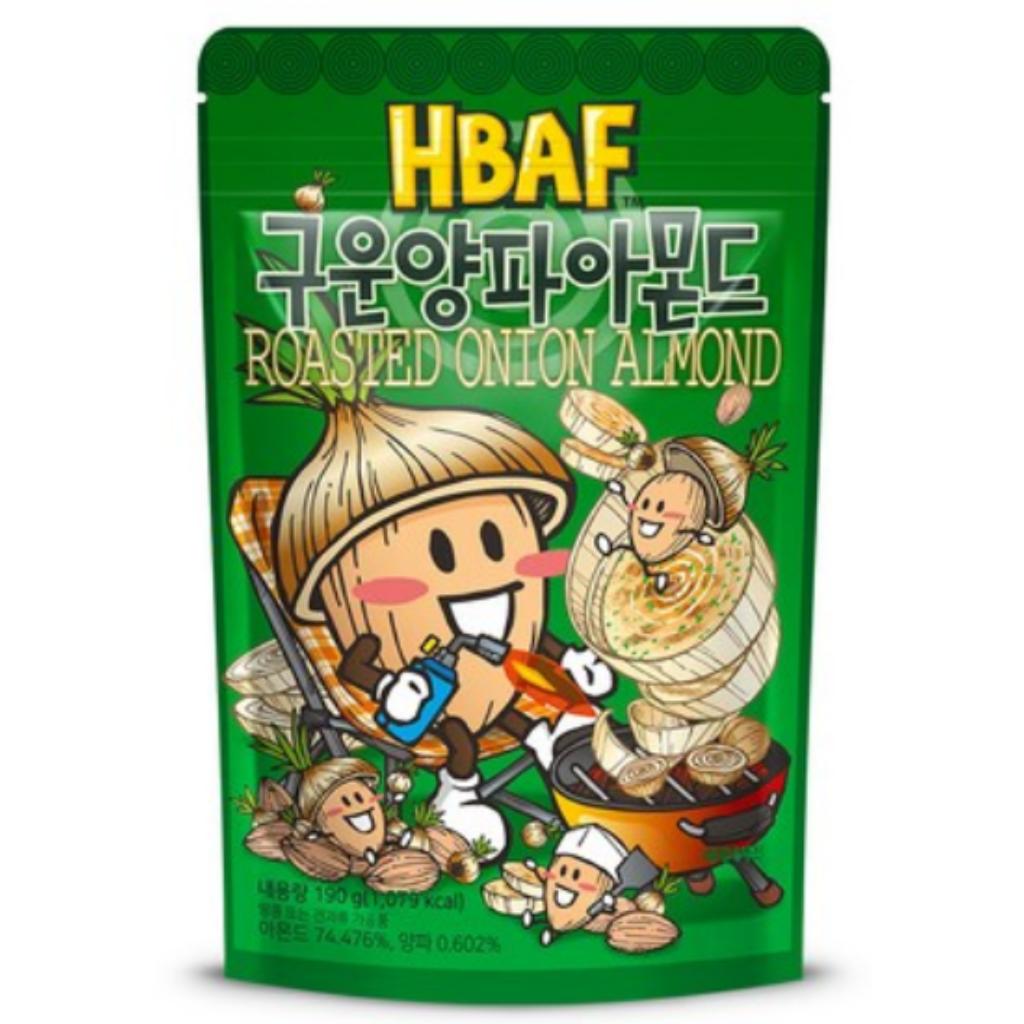 HBAF Корейские миндаль со вкусом 190 г Выберите 1 вкус Медовое масло Васаби Запеченная кукуруза Чесночный хлеб Печенье и сливки
