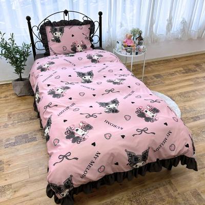 Sanrio Kuromi My Melody Midnight Mello Kuro Volume Ruffle 3 Piece Duvet Cover Set Наволочка Простыня Пододеяльник Single SB-677-S