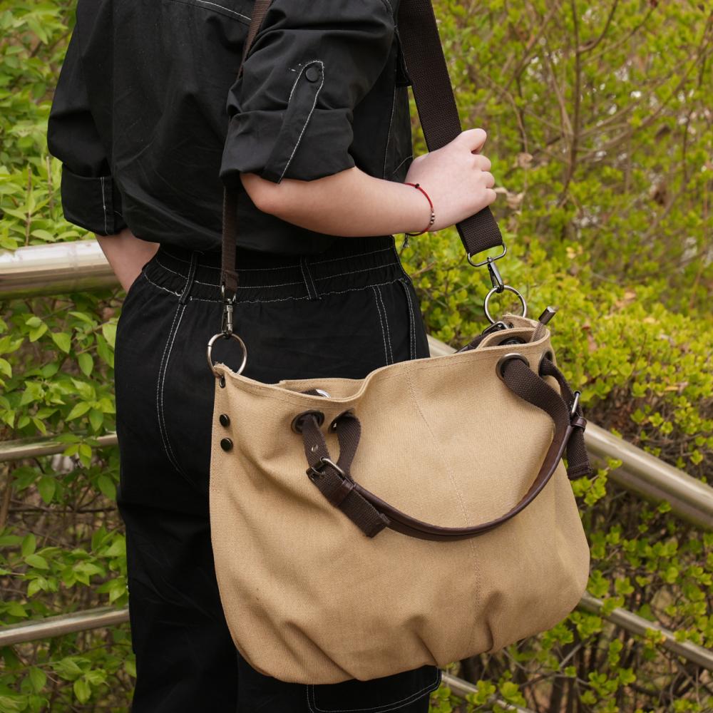 Винтажная холщовая большая сумка, сумка-хобо на плечо в стиле ретро, ​​женская повседневная ручная сумка, сумка через плечо для поездок на работу