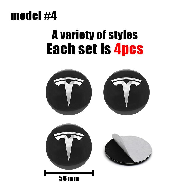 4Pcs 56mm/60mm Tesla Car Wheel Center Hub Cap For Model 3 Model Y Model X Model S Auto Rim Cover Decorate Stickers Accessories