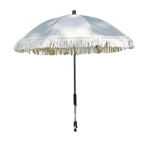 Stroller Umbrella with Tassels Clamp UPF 50+ Sun Protection Adjustable Rotary Waterproof Windproof Outdoor UV Blocking Pram Umbrella Parasol