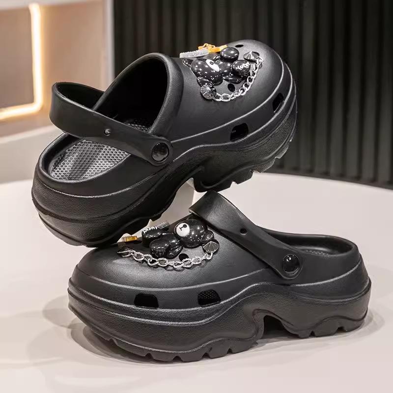 Женские сандалии с дырочками на толстой подошве 2024 года: Нескользящая, устойчивая к запахам обувь из ЭВА для летнего пляжа и активного отдыха