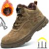 Теплые плюшевые зимние рабочие ботинки, мужская спортивная защитная обувь, устойчивая к проколам защитная рабочая обувь, защитные ботинки со стальным носком, мужская обувь